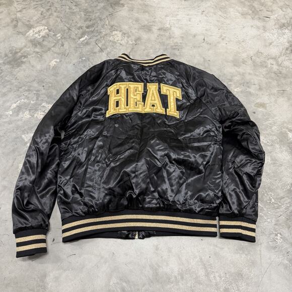 Miami Heat Ultra Game NBA Women’s Quilted Line Zip Jacket Size Medium Gold Black - Picture 7 of 8